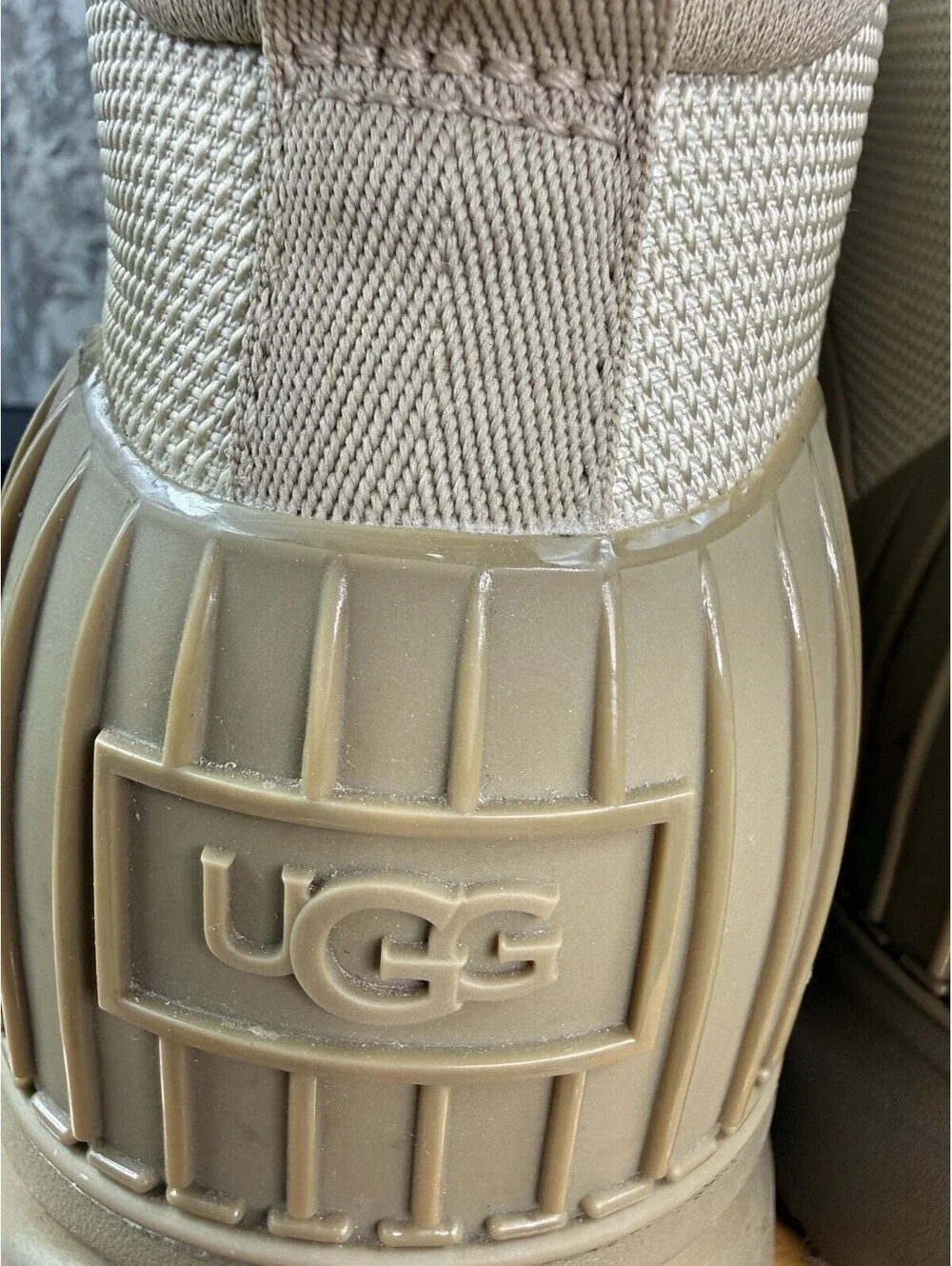 UGG Men’s Lace-Up Ankle Leather Boots Beige/Taupe Round Toe Logo US 10